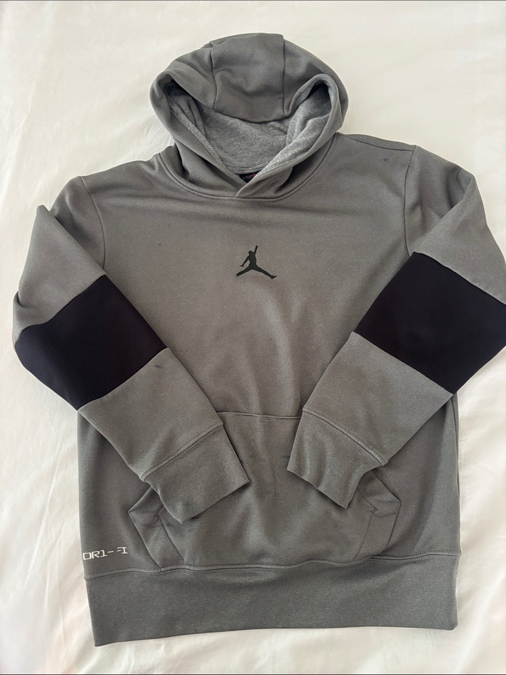 Jordan Gray Pullover Hoodie with Black Sleeve Panels